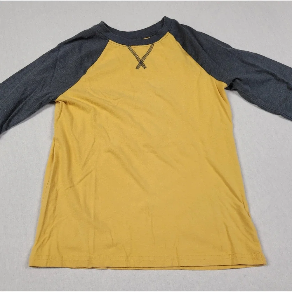 Jumping Beans Boys Long Sleeve Essential Baseball Tee Yellow Charcoal Size 8